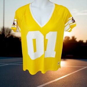 PINK VS SPORTS APPEARL Yellow White Sequin #01 Arizona State Dare Devils Jersey